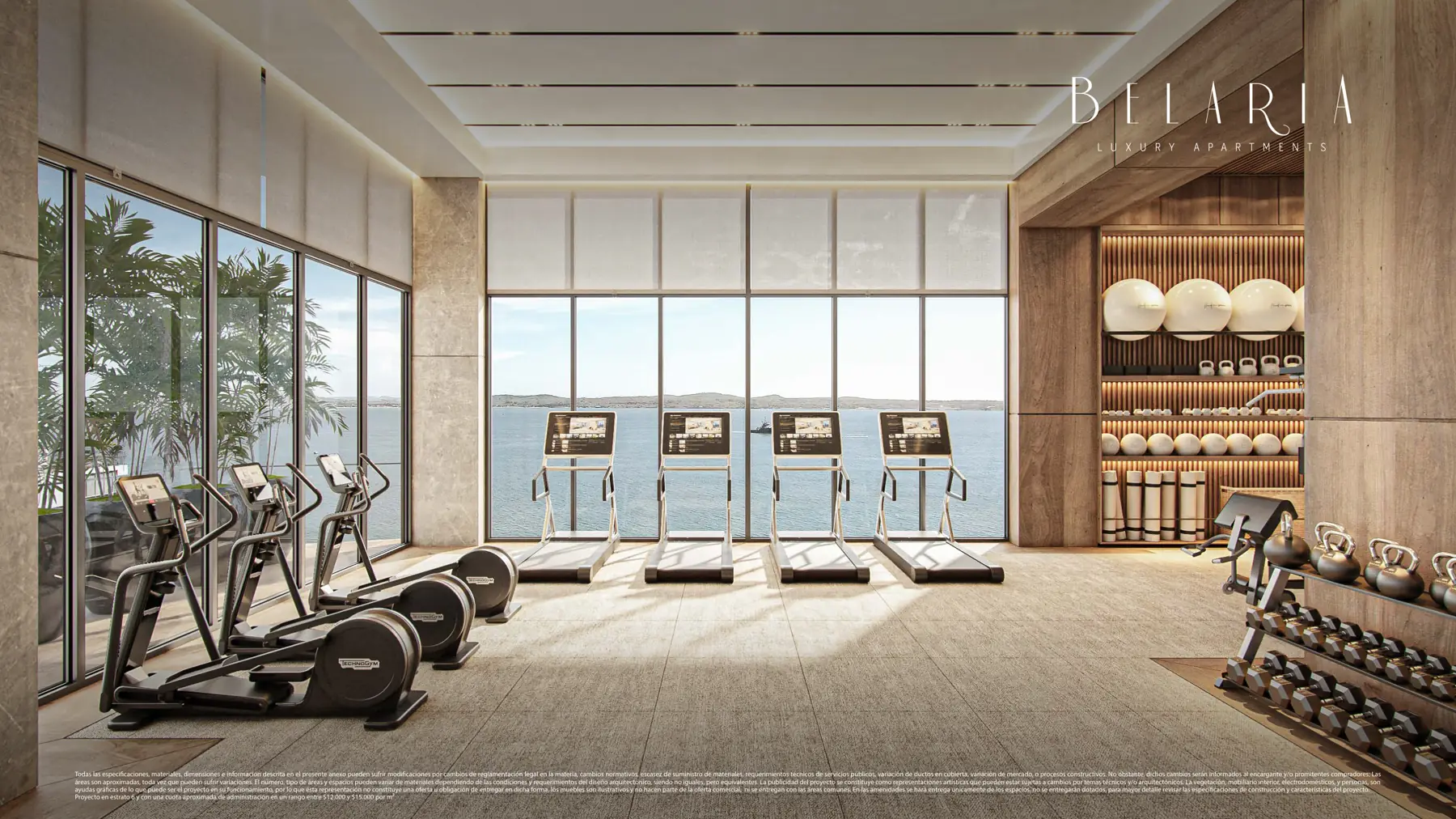 Gimnasio con equipos TechnoGym
