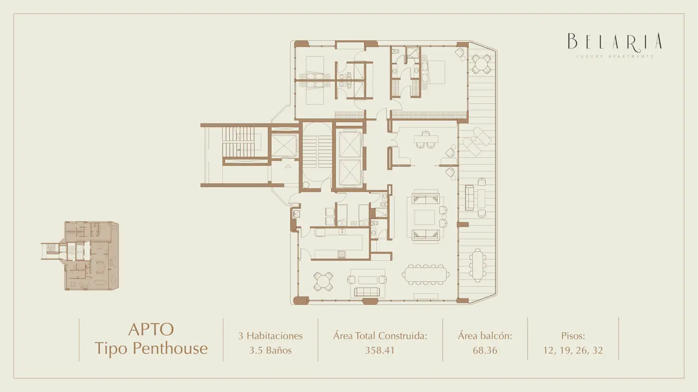 Plano del penthouse, 358,41 m²